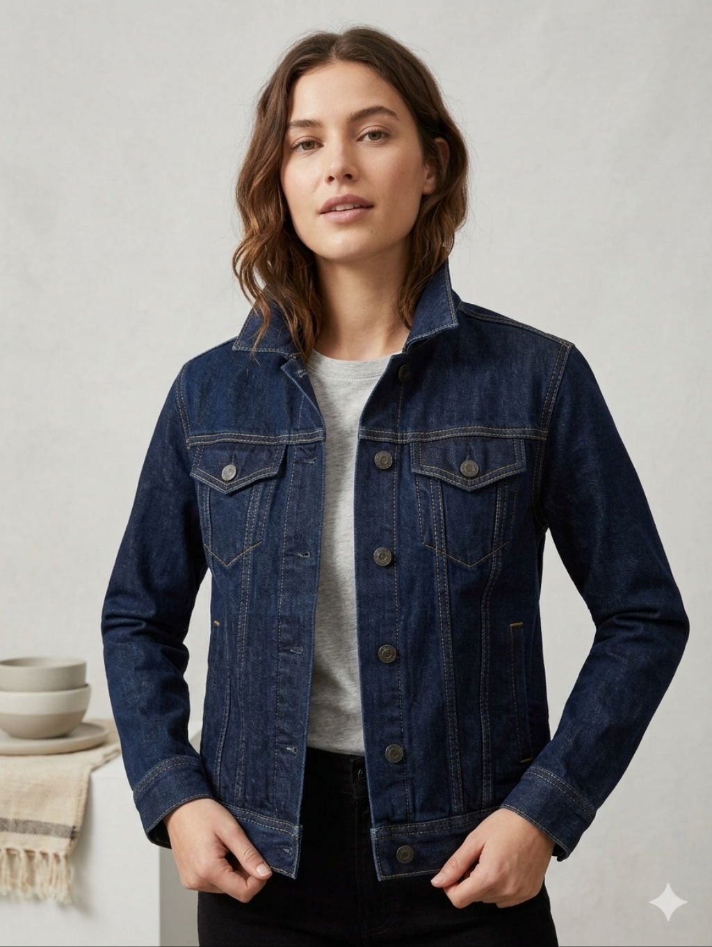 Everlane Classic Dark Blue Denim Jacket - Women S. Xxs